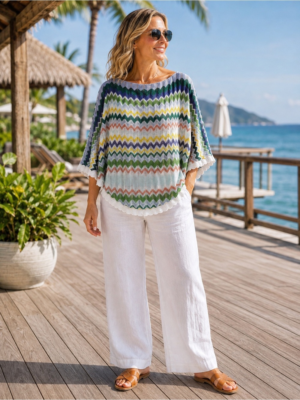 Missoni Chevron Knit Poncho NWT Made in Italy Women’s Multicolor One Size